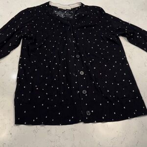 LOFT Black Cardigan with White Star Print